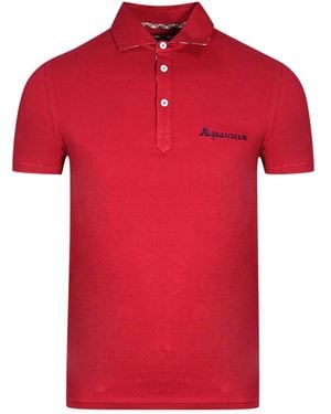 Aquascutum Signature Logo Polo Shirt Cotton - Red