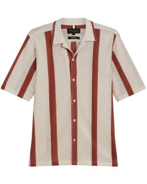 Ted Baker Niks Stripe Crochet Oversized Taupe Shirt - Red