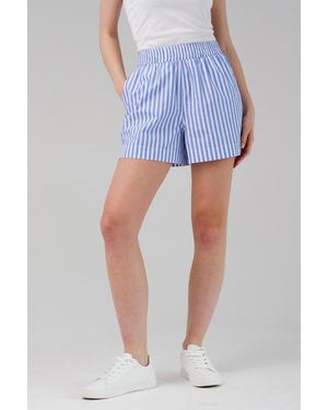 French Connection Cotton Striped Elasticated Waist Shorts - Blue