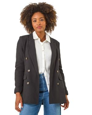 Roman Double Breasted Collar & Revere Jacket - Black