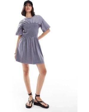 ASOS T-Shirt Mini Dress With Shirred Bust - Blue