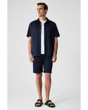 Grimelange Mid Waist Drawstring Straight Shorts - Blue