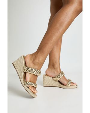 Boohoo Wide Fit Plait Detail Wedges - Metallic