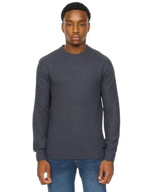 Duck and Cover Matera Textured Knitted Jumper - Blue