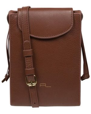 Pure Luxuries 'Kiana' Dark Nappa Leather Cross Body Phone Bag - Brown