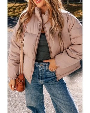 Azura Exchange Puffer Jacket Long Sleeve Mock Neck - Blue