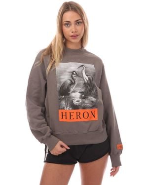 Heron Preston Dames Heron Bw Crewneck Sweatshirt In Grijs Zwart