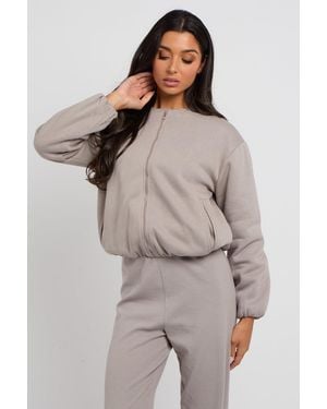 Urban Bliss Bubble Hem Jersey Jacket - Brown