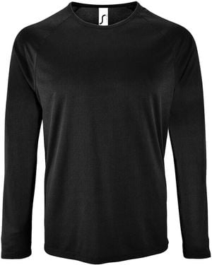 Sol's Sporty Long Sleeve Performance T-Shirt - Black