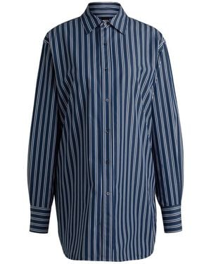 BOSS Collared Neck Long Sleeve Regular Fit Shirt - Blue