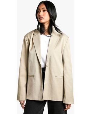 Boohoo Tailored Single Breast Oversized Blazer - Natural