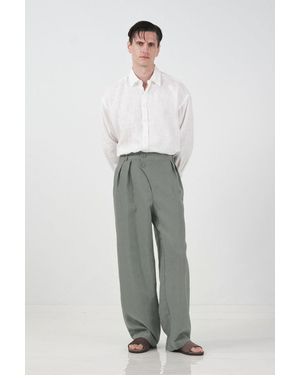 Giesto High-Waist Wide-Leg Woven Trousers - Grey
