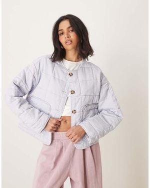 ASOS Crop Collarless Quilted Jacket - White