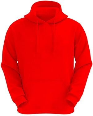 VR2 Denim Plain Hoodie Long Sleeve Pullover - Red