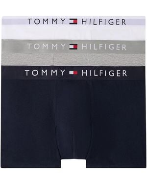 Tommy Hilfiger Underwear 3Pack Th Original Logo Waistband Trunks Soft Boxer - Blue