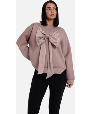 Gini London Bow Front Oversized Jumper Top - Pink