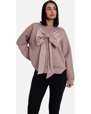 Gini London Bow Front Oversized Jumper Top - Pink