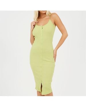 Brave Soul Spaghetti Strap Sleeveless Midi Dress - Yellow