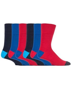 Gentle Grip 6 Pairs Non Elastic Socks - Red