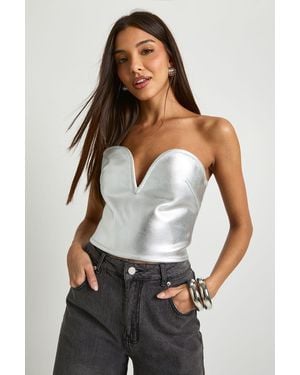 Boohoo Bandage Wire Detail Top - White