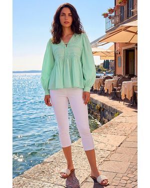 D.u.s.k Cotton Lace Pintuck Top - Green