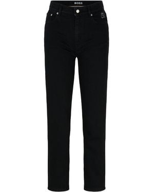 BOSS Straight-Fit Cropped Jeans - Black