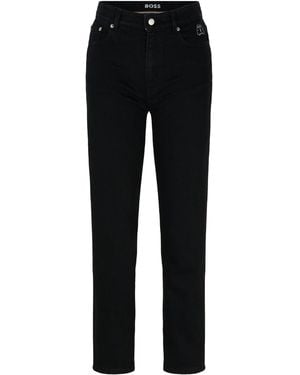 BOSS Straight-Fit Cropped Jeans - Black