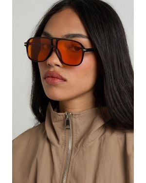 Boohoo Coloured Lens Aviator Sunglasses - Brown
