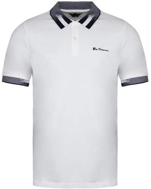 Ben Sherman Kraag Rente Wit Polo Shirt - Grijs