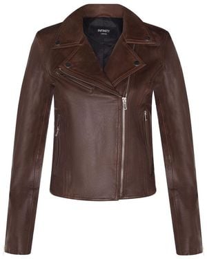Infinity Leather Classic Brando Biker Jacket-Loughton - Brown