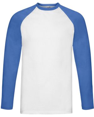 Fruit Of The Loom Contrast Honkbal T-shirt Met Lange Mouwen (wit/royaal Blauw)