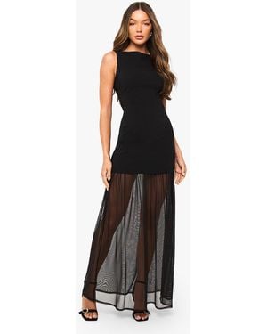 Boohoo Sheer Hem Sleeveless Maxi Dress - Black