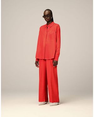 ARRANGE Oversized Contrast Stitch Shirt Co-Ord - Red