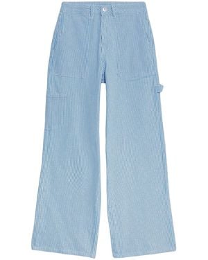 Secret Label Stripe Relaxed Carpenter Wide Leg Jeans Cotton - Blue