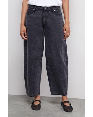 Warehouse Mid Rise Denim Darted Barrel Leg Jeans - Blue
