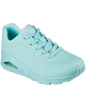Skechers Pastel Durabuck Lace Up Fash Low Top Trainers - Blue