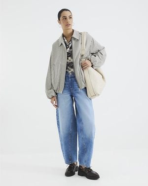 River Island Barrel Leg Jeans Elasticated Cotton - Blue