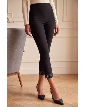 Roman Hotfix Hem Cropped Stretch Trouser - Black