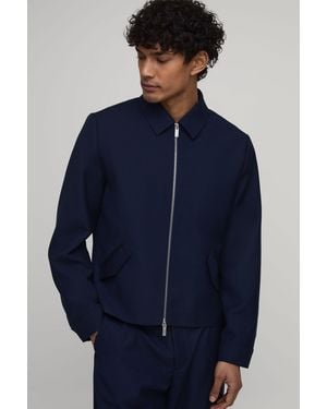 BoohooMAN Tailored Zip Up Harrington Co-Ord Jacket - Blue