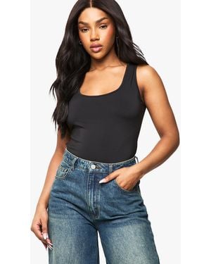Boohoo Sculpt Scoop Neck Tank Top - Blue