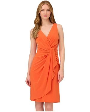 Adrianna Papell Short Jersey Draped Dress - Orange