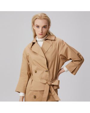 S&J Weekends Coton Trench-Jacket Met Dubbele Borsten - Naturel