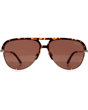 Quay Aviator Tortoise High Key Mini Remixed Metal - Brown