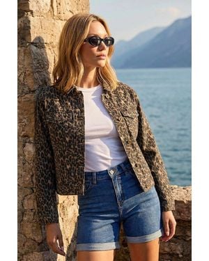 Roman Animal Print Twill Jacket - Brown