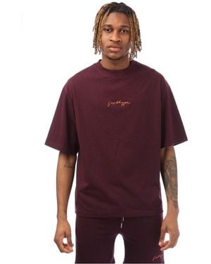 Hype Oversize Fit Signature Print T-Shirt - Purple