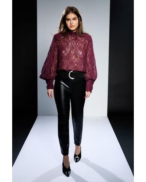 Runway 1.8.1.8 Faux Leather Ponte Mix Skinny Trouser - Black