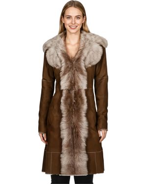 Infinity Leather Beaver Toscana Sheep Suede Trench Coat- Celeste Sheepskin - Brown