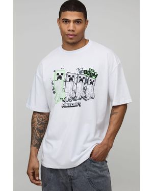 BoohooMAN Oversized Minecraft License Printed T-Shirt - White