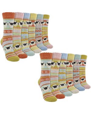 Sock Snob Ladies 12 Pack Alpaca Socks With Sheep Pattern - Metallic