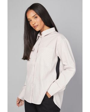 Wallis Stripe Pocket Side Tape Shirt - White